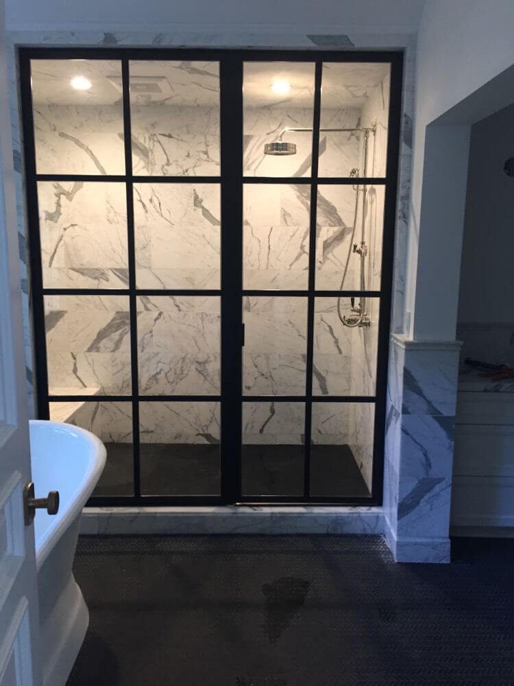 Black Grids Shower Door